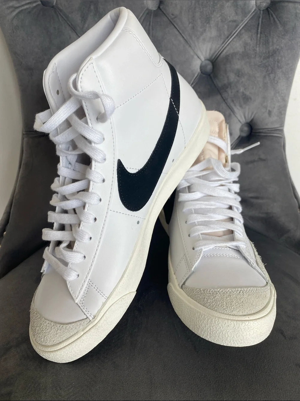 Nike White and Black High-Top Sneakers